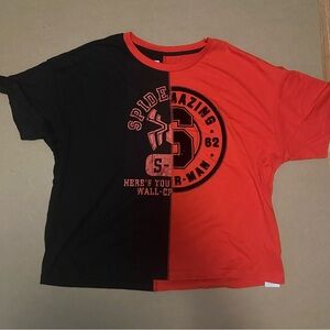 Marvel Spiderman Color-block Black and Red T-Shirt